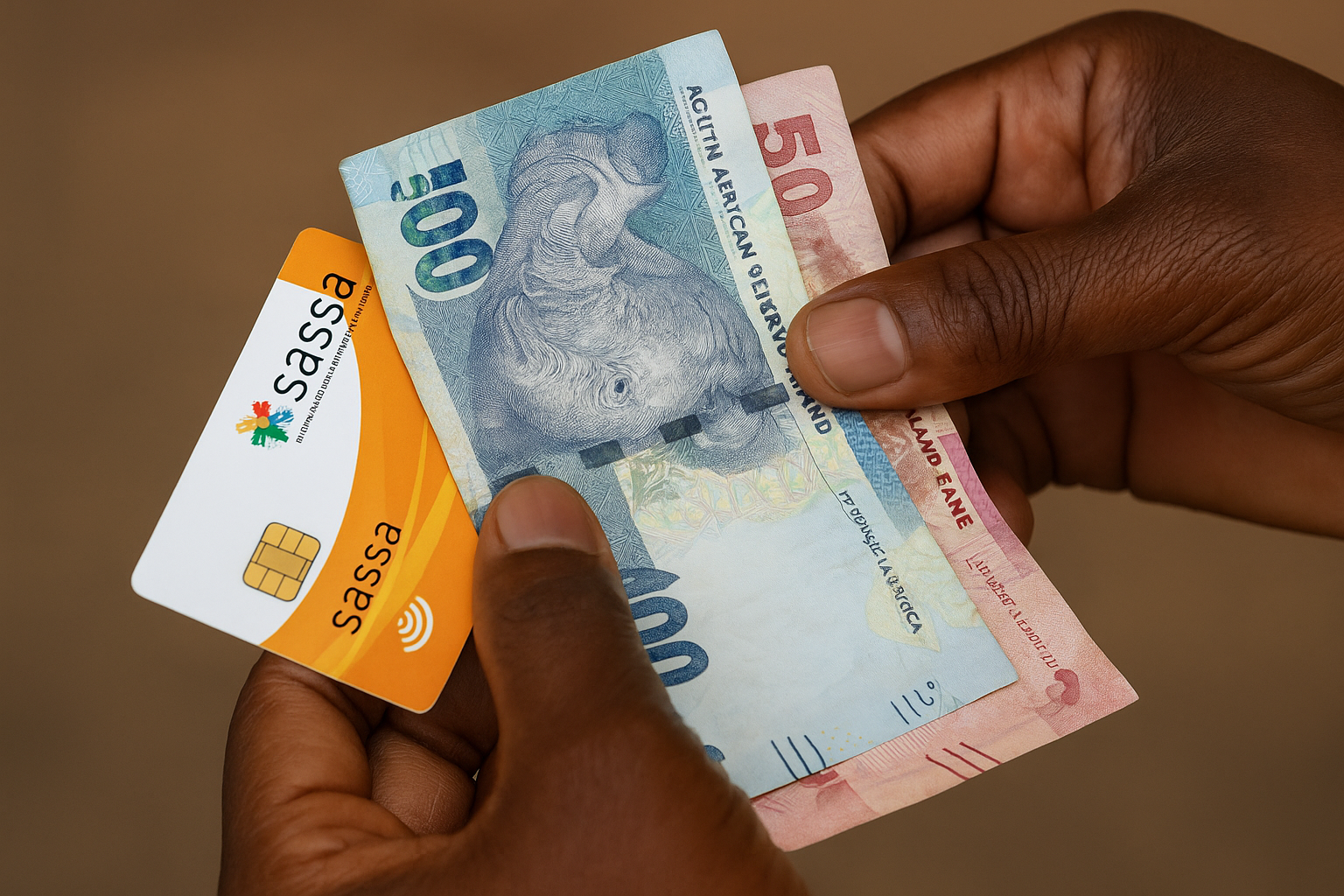 a person holding a Grant card and currency